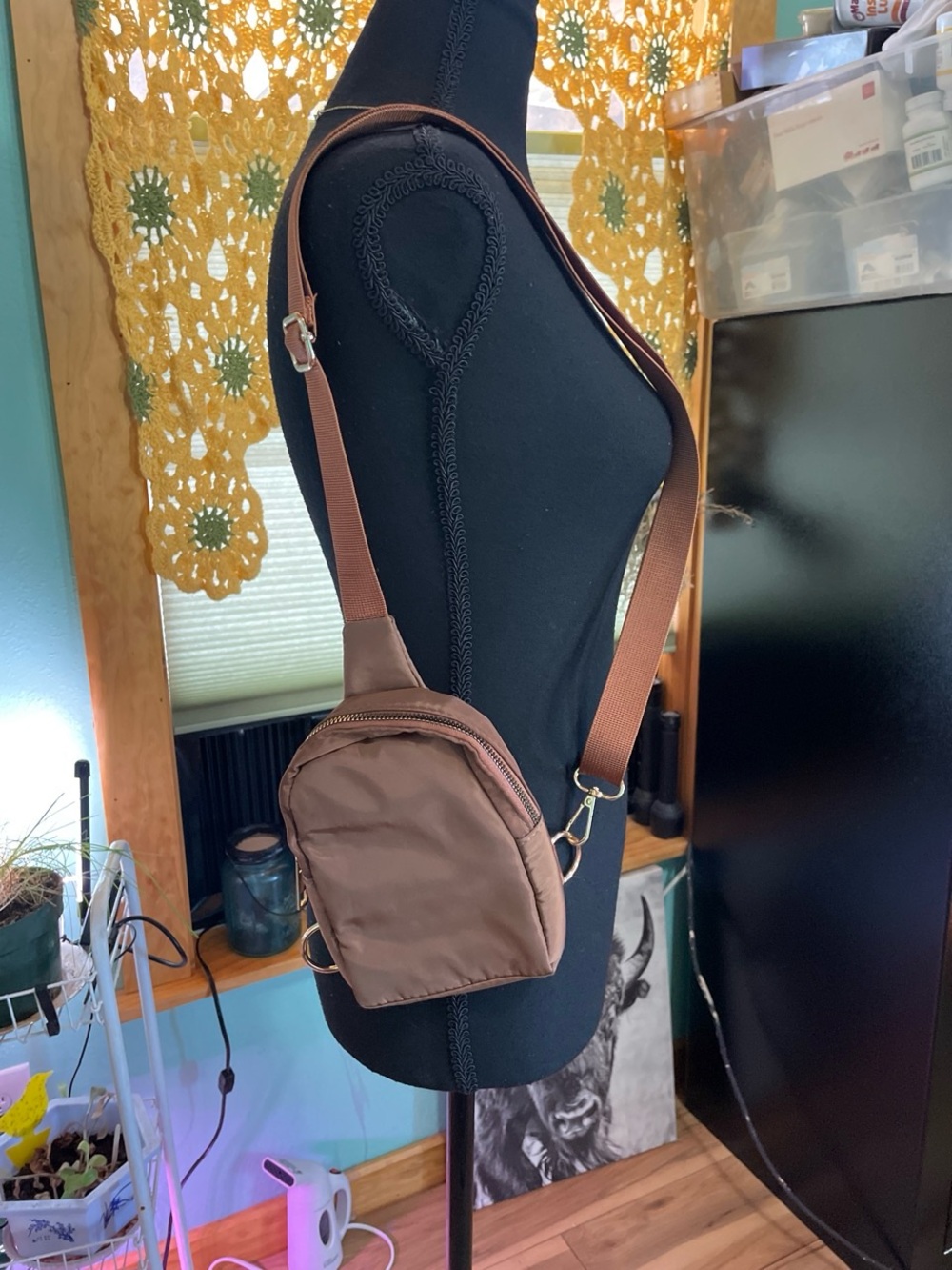 Compact Brown Crossbody Mini Backpack